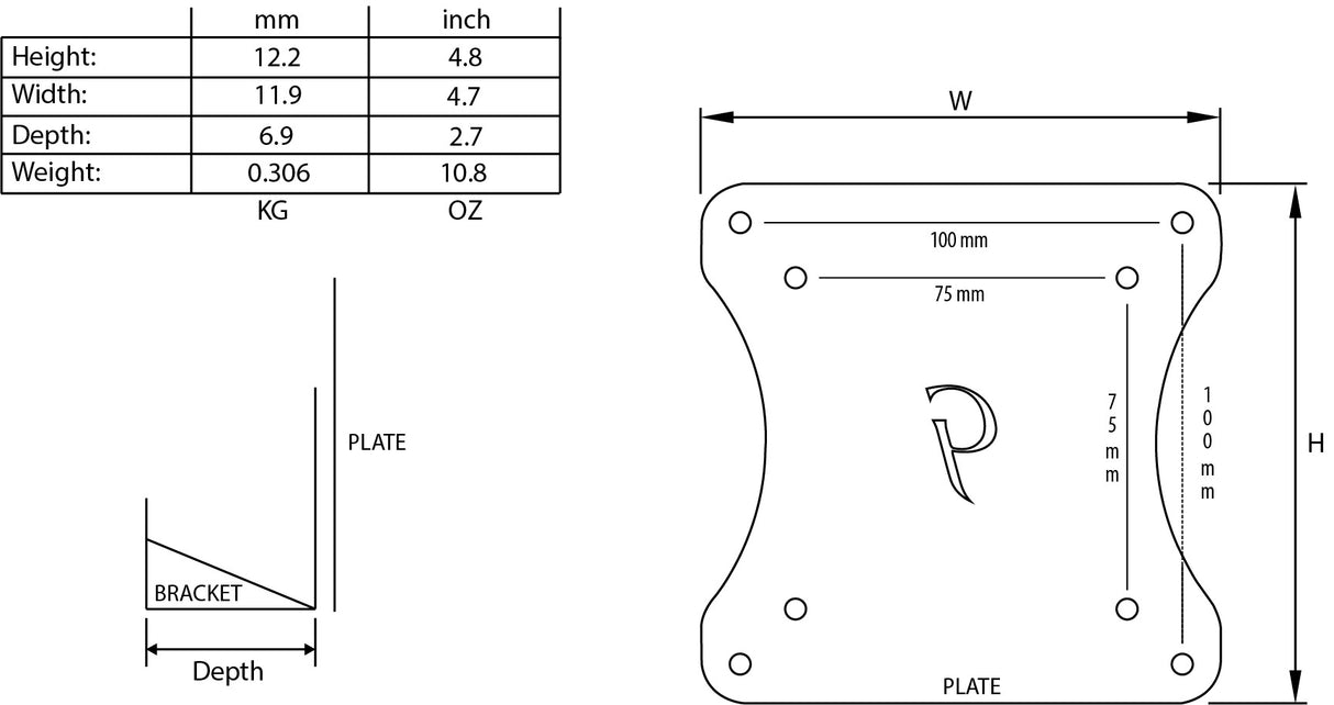 Gladiator Joe Dell Monitor VESA Adapter Bracket GJ0A0003-R2