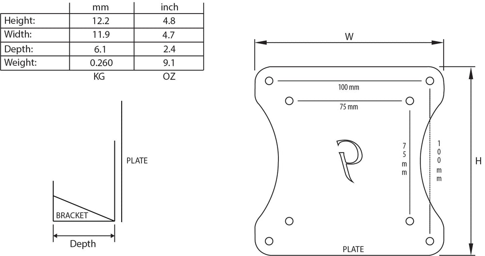 Gladiator Joe Dell Monitor VESA Adapter Bracket - GJ0A0084-R2