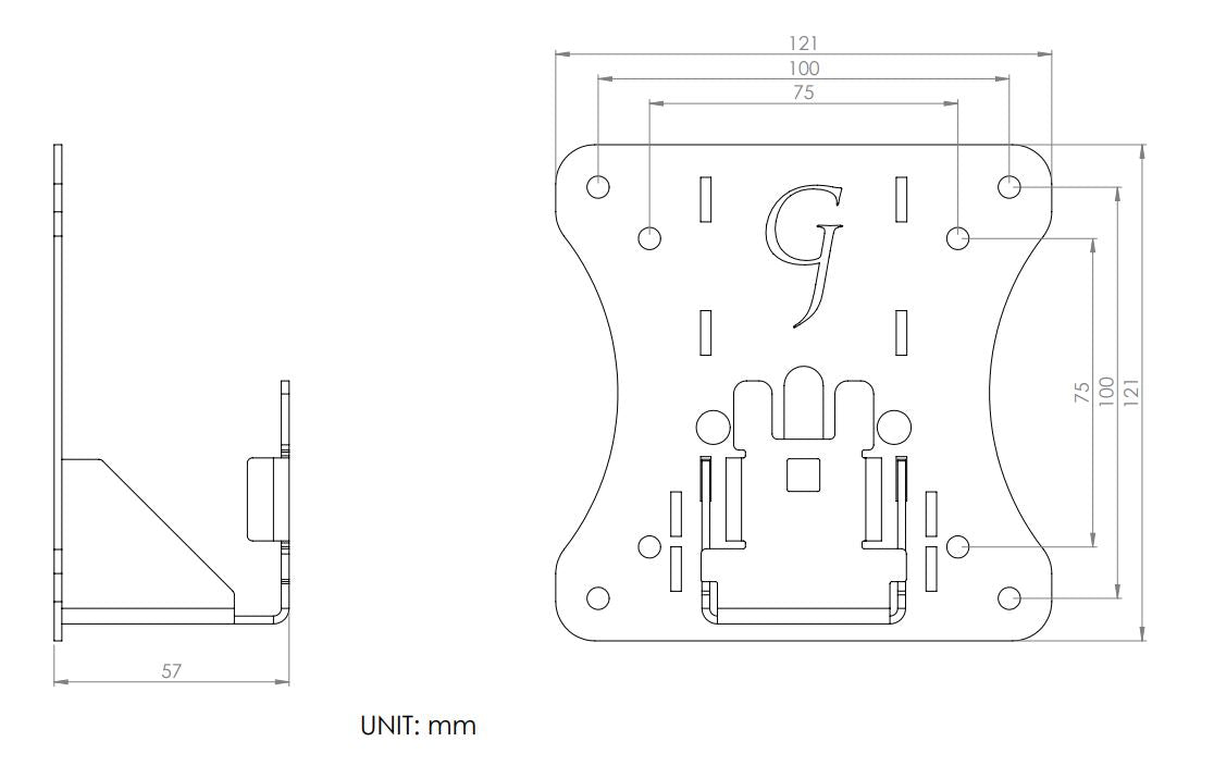 Gladiator Joe VESA Adapter Bracket For HP Pavilion Monitors - Model GJ0A0005 (75x75/100x100mm)