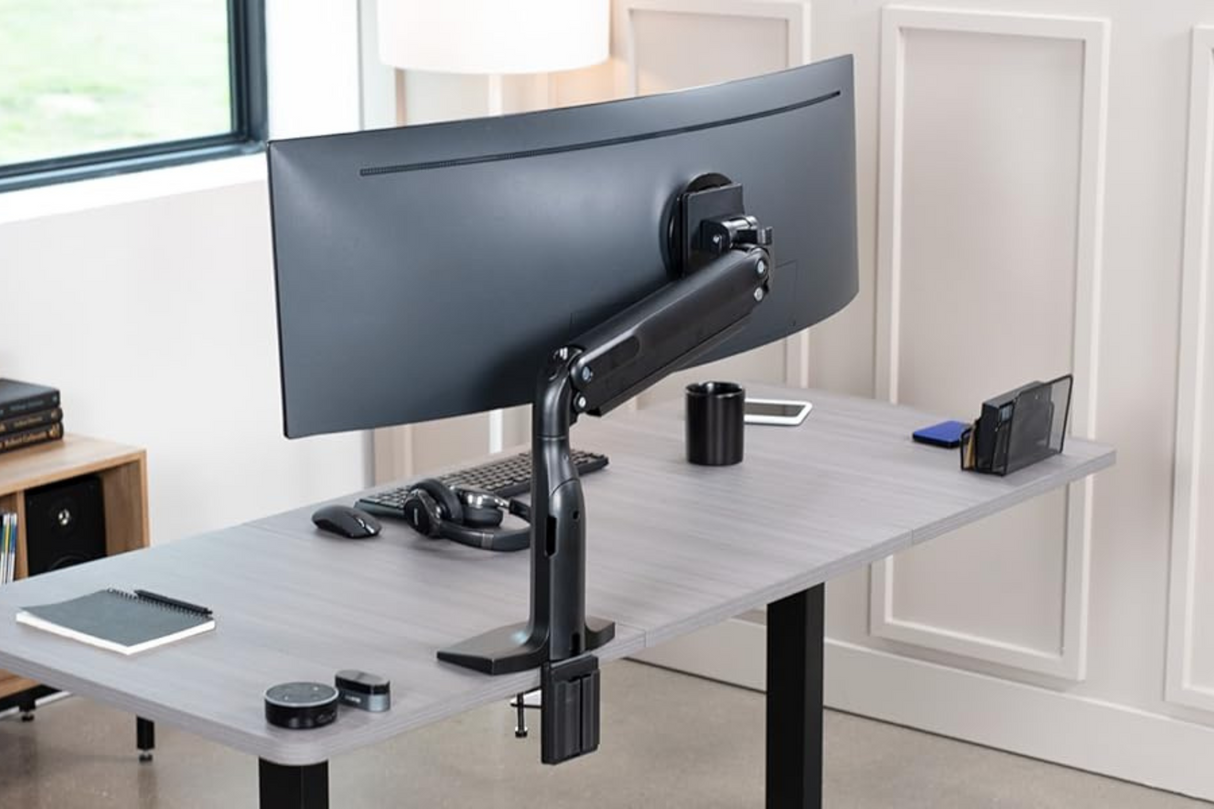 Gladiator Joe Heavy Duty Aluminum Ultrawide Monitor Arm for 49 inch Screens up to 44 lbs, Premium Desk Mount Monitor Stand Designed for Samsung Odyssey G9 and More, Max VESA 100x100, Black