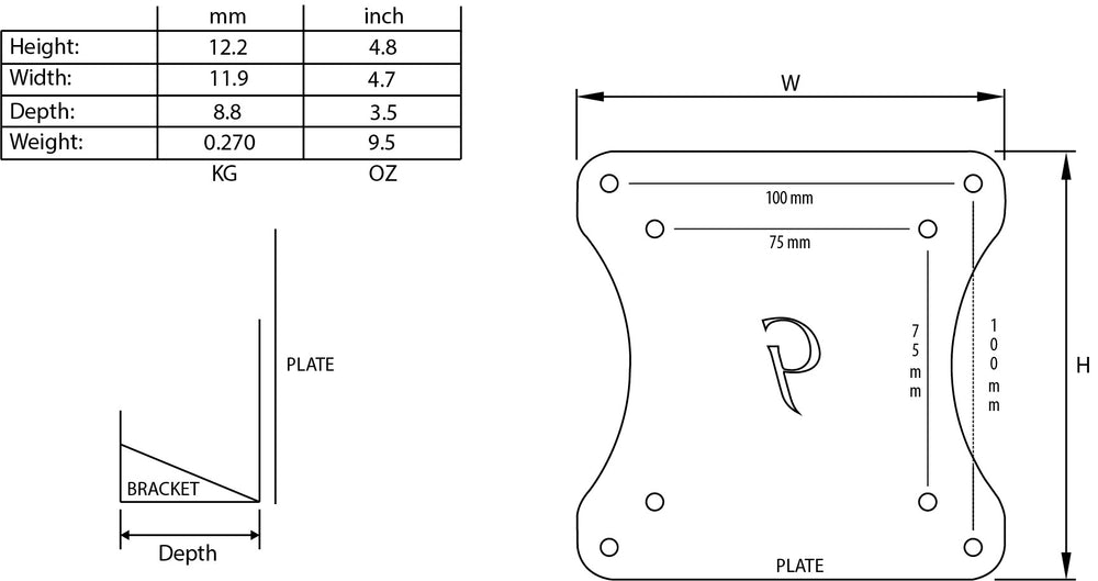Gladiator Joe Support adaptateur VESA pour moniteur Acer - GJ0A0033-R2